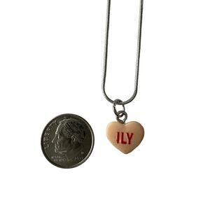 ILY Pendant Necklace Conversation Heart Valentine 18” Snake Chain NWOT